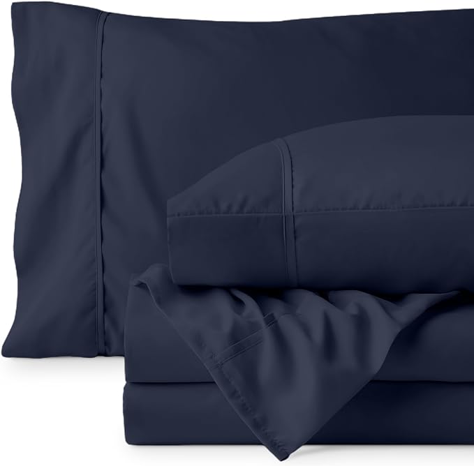 Bare Home Full Sheet Set - 1800 Ultra-Soft Microfiber Full Bed Sheets - Double Brushed - Deep Pockets - Easy Fit - 4 Piece Set - Bedding Sheets & Pillowcases (Full, Midnight Blue)