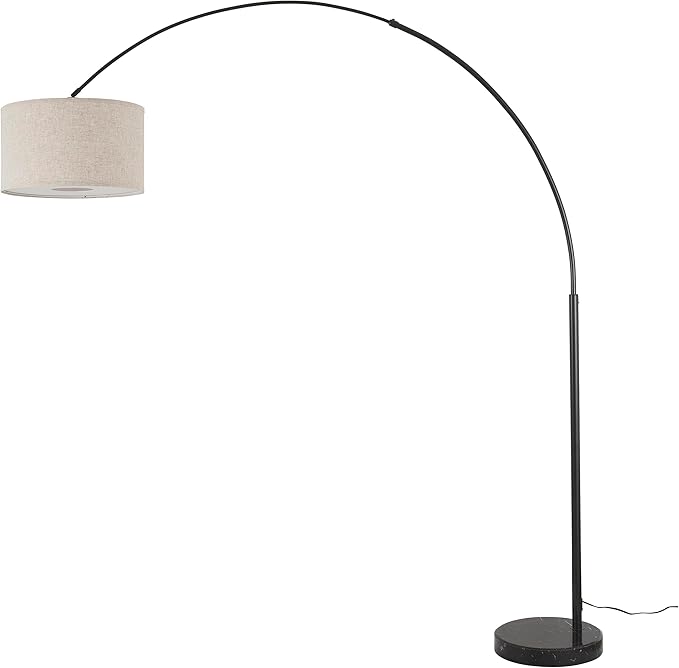 Major-Q Extra Large 81" H Steel Over-Reaching Arc Adjustable Arching Floor Lamp with Marble Base Behind Sofa Lamp