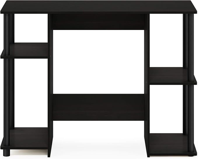 Furinno JAYA Desk, 38.4" Wide Gaming Desk, Computer Study Desk, Office Desk with Side Shelves, Open Storage, for Home Office, Bedroom, Dorm, Study Room, Espresso