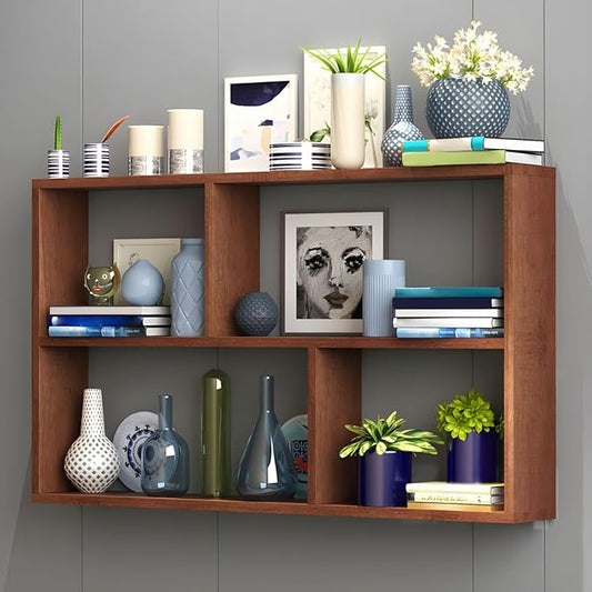 RUNNUP Floating Wall Mount Bookcase Engineered Wood Book Shelf Decor Wall Shelf for Study Room Office Living Room, Brown 39.4" L x 7.9" W x 25.6" H