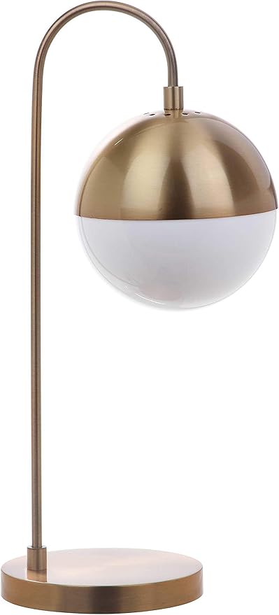 SAFAVIEH Lighting Collection Cappi Modern Brass Gold Orb 21-inch Bedroom Living Room Home Office Desk Dorm Study Nightstand Task Table Lamp (LED Bulb Included)