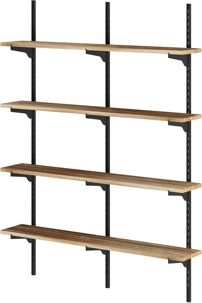 Wallniture Turin 36 inch Wooden Wall Shelf Unit, Height Adjustable Wall Shelves for Display, Storage, Organization and Decor, Kitchen Organizer Shelf, Floating Bookshelves for Living Room