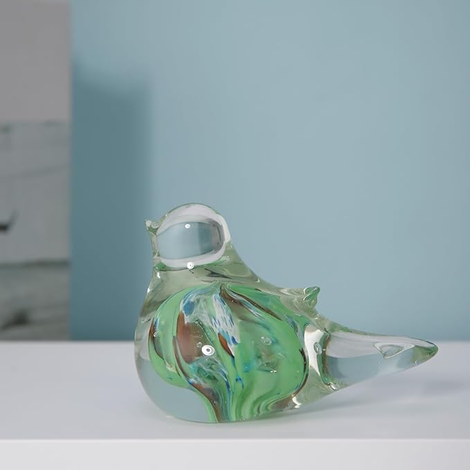 Glass Bird Decor Crystal Bird Sculpture Nature-Themed Home Accents Figurines Ornament Modern Art Living Room Shelves Tabletops