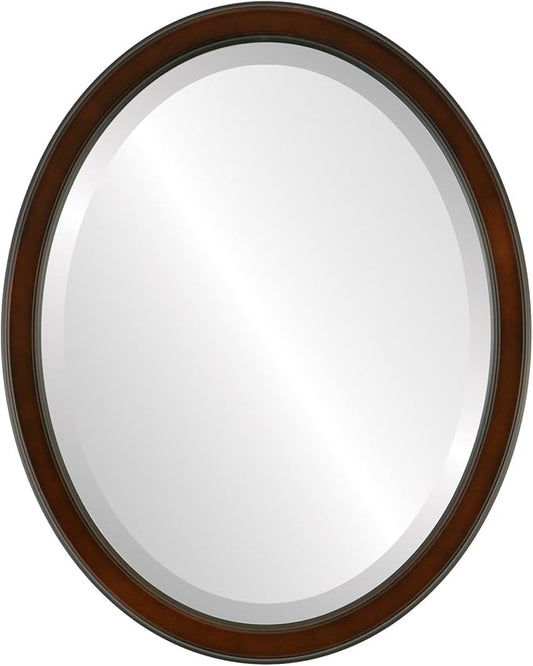 OVALCREST Oval Beveled Wall Mirror for Home Decor - Toronto Style - Walnut - 18" x 14"