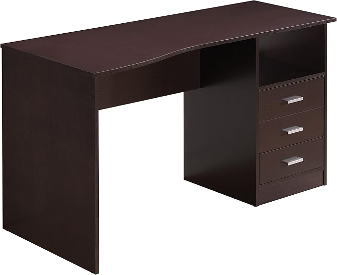 Techni Mobili 51" W Classic Computer Desk with Drawers, 3-Drawer Home Office Desk with Storage (Brown)