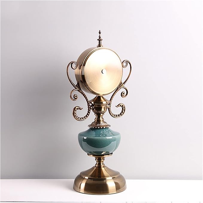 SUNESA Table Clock Clock Table Clock Living Room Decoration Retro Home Desktop Clock Fashion Table Clock Desk Clock (Color : Brass)