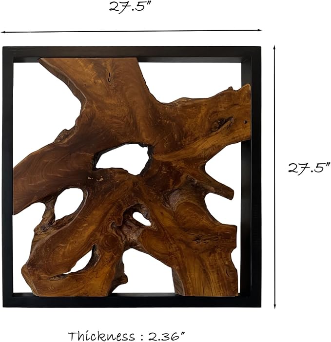 Greenage Wood Wall Art 27.5"x27.5"x2.4" Live Edge Wall Decor for Home Living Room Bedroom Office