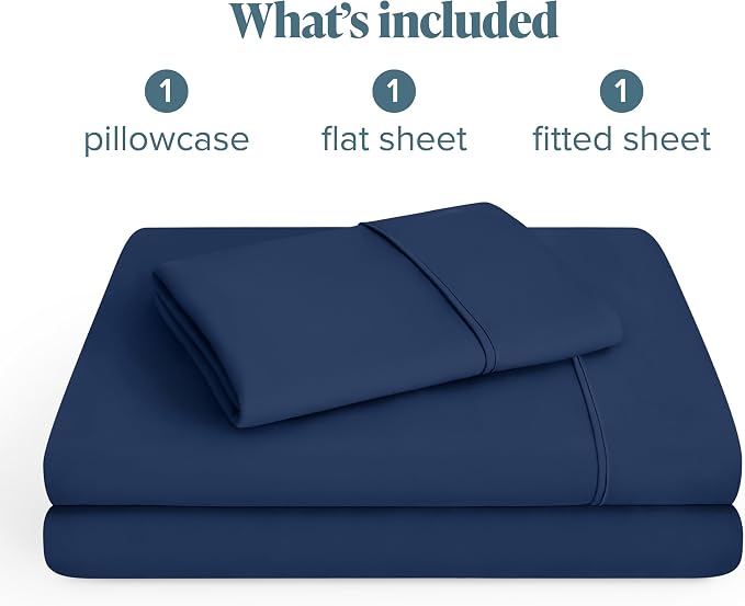 Bare Home Twin Sheet Set - 1800 Ultra-Soft Microfiber Twin Bed Sheets - Double Brushed - Deep Pockets - Easy Fit - 3 Piece Set - Bedding Sheets & Pillowcases (Twin, Dark Blue)