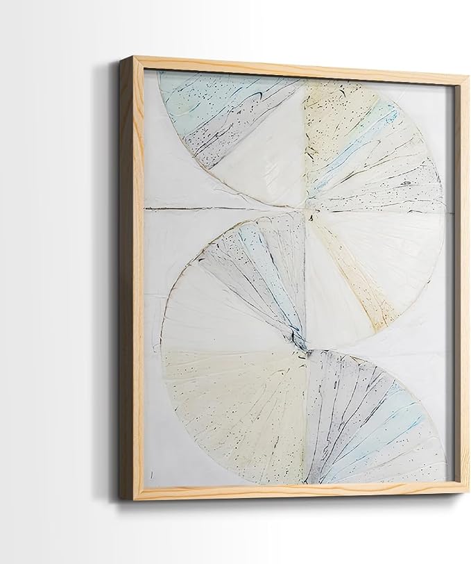 Renditions Gallery Set of 2 Peel & Stick Framed Prints, Geometric Abstract Wall Art, Pie Chart Color Wheels Wall Decor, Re-Stickable - Ready to Hang - 11"x14" - NATURAL WOOD Frame LT588