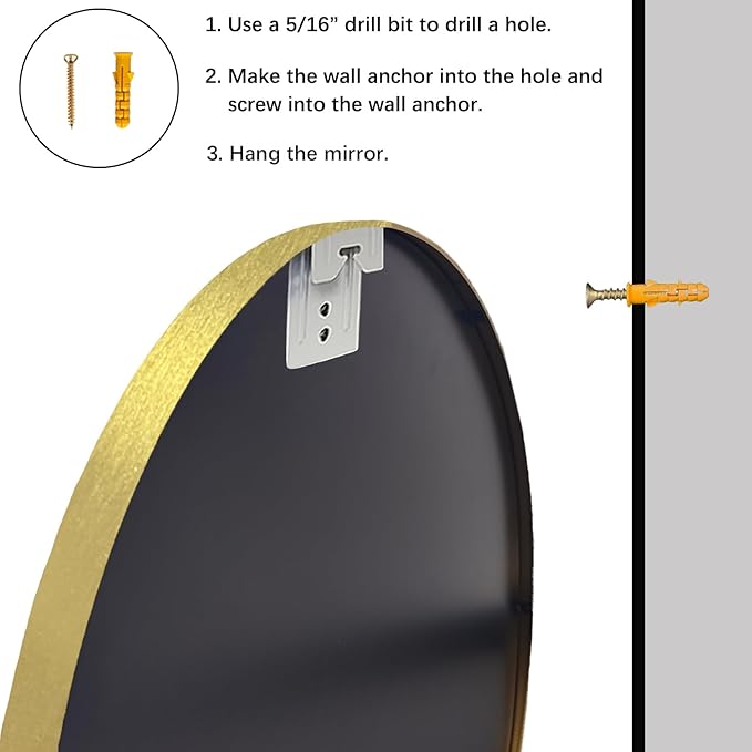 Sunniry Gold Round Mirror 24 inch, 2 Pack Gold Circle Mirror, Round Wall Mirrors Metal Frame for Bathroom, Bedroom, Living Room, Hallway.