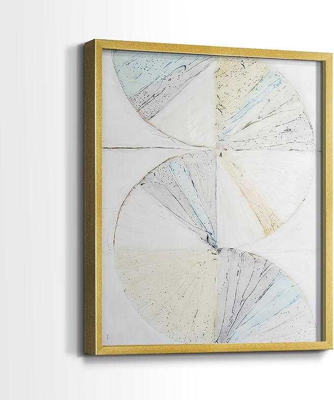 Renditions Gallery Set of 2 Peel & Stick Framed Prints, Geometric Abstract Wall Art, Pie Chart Color Wheels Wall Decor, Re-Stickable - Ready to Hang - 22"x28" - GOLD Frame LT588