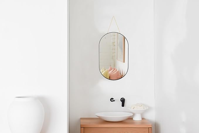 Oval Wall Mirror, Gold, Oval Shape, for Bathrooms and More (Black, 16x9.2 inch)