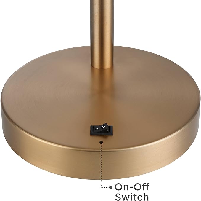 360 Lighting Colborne Mid Century Modern Industrial Desk Table Lamp LED with USB Charging Port 28" Tall Antique Brass Black for Living Room Bedroom House Bedside Nightstand Home Office