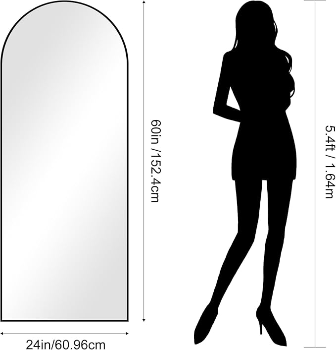 CIRCUMI Arched Wall Mirror, 24"x60" Black Arched Mirror with Tempered Glass, Metal Frame, Large Size for Bathroom, Living Room,Entryway,Over Sink, Arch Mirror for Decor,Shatterproof&Crystal-Clear