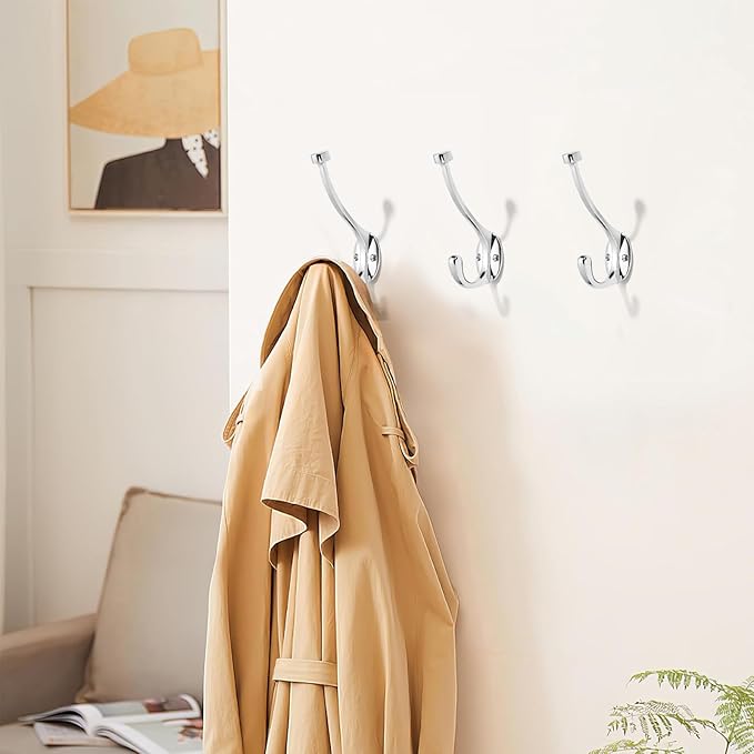khtumeware The 10 Pack Heavy-Duty zinc Alloy Polished Chrome Coat Hook is Suitable for bathrooms, Behind Doors, bedrooms, corridors, and is a Towel Robe Hooks for Both Household and Commercial use