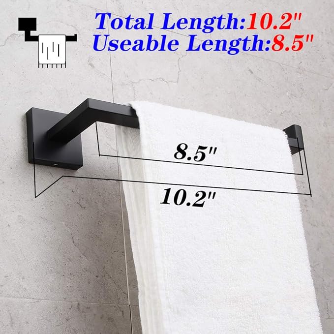 GERZWY Bathroom Hardware Accessories Sets SUS304 Stainless Steel Bath Shower Set 3-Pieces(Robe Hook Toilet Paper Holder Towel Bar) Contemporary Style, Matte Black IG18567-3BK