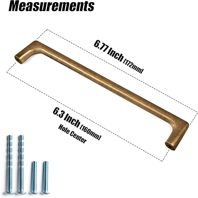 Goo-Ki Antique Brass Cabinet Pulls with 6.3''(160mm) Hole Centers, Retro Style Zinc Alloy Cabinet Handles for Dresser,Wardrobe,Cupboard- 6 Pack