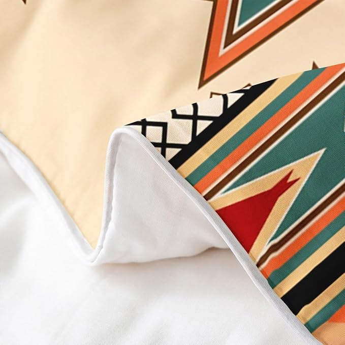 100% Cotton Exotic Duvet Cover Queen Tribal Bedding Set American Southwest National Ethnic Boho Abstract Geometric Comforter Cover Brown Teal Aztec Bedroom Decor Quilt Cover For Adults Men Women