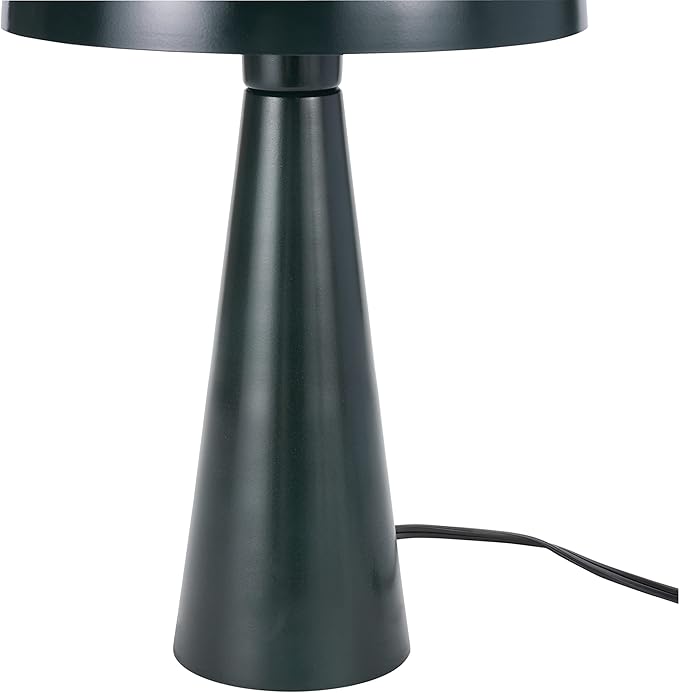 Nourison Home 16" Dark Green Metal Mushroom Table Lamp, Modern, Retro, Desk Light for Bedroom, Dining, Office, Entryway