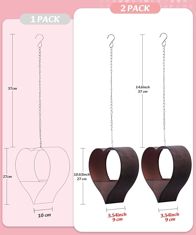 Metal Plant Hangers Indoor and Outdoor: Valentines Day Gifts for Her Wife Women Mom Garden Lovers Birthday - Heart Shape Hanging Planters for Window Wall Living Room Office Decor(2 Pack)