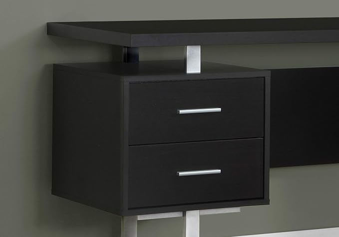 Monarch Specialties Cappuccino Hollow-Core/Silver Metal Office Desk, 60-Inch