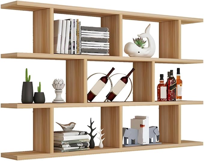 Wall Mounted Floating Shelves Modern Bookcase Storage Shelf Open Hanging Wall Shelves Bookshelf for Home Deco LivingRoom Bedroom Study Office -Wood 47.2" L x 8" W x 38" H