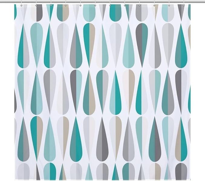 Mid Century Shower Curtain,Modern Retro with Drop Shapes Geometric 1960s Decor Bathroom Curtain Polyester Waterproof Fabric 72x72in（183x183cm）