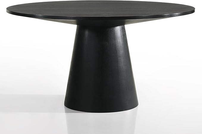 59" Black Round Dining Table, Mid-Century Modern Round Kitchen Table for 4-5 6 8 People, Large Dining Table for Home Dining Room Kitchen Living Room Restaurant Furniture