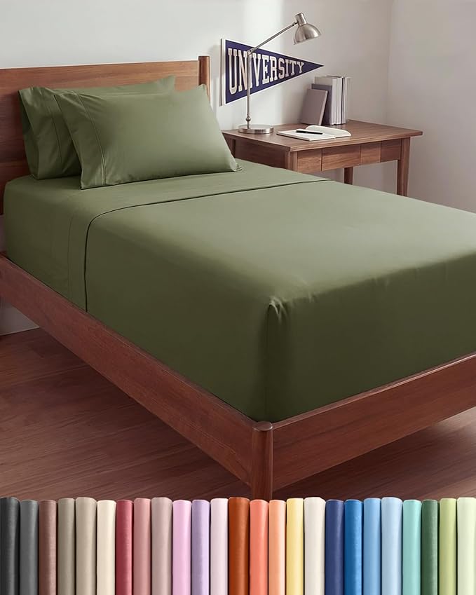 Extra Deep Twin XL Sheet Set - 4 Piece College Dorm Bed Sheets Set with Extra Deep Pockets - Ultra-Soft, Comfy & Breathable Bedding for Women, Men, Kids & Teens - Wrinkle & Fade Resistant - Sage Green