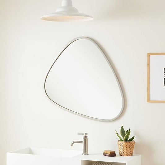 Signature Hardware 484228 Platt 30-3/4" x 33-1/4" Asymmetrical Framed Bathroom Mirror - Antique Silver