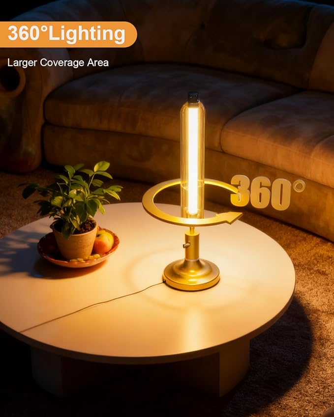 Lightdot Minimalist Table Lamp for Living Room, Mid Century Modern Farmhouse Bedside Lamps with Brown Glass Shade, 3000K Warmwhite Dimmable Nightstand Lamp for Bedroom-Gold