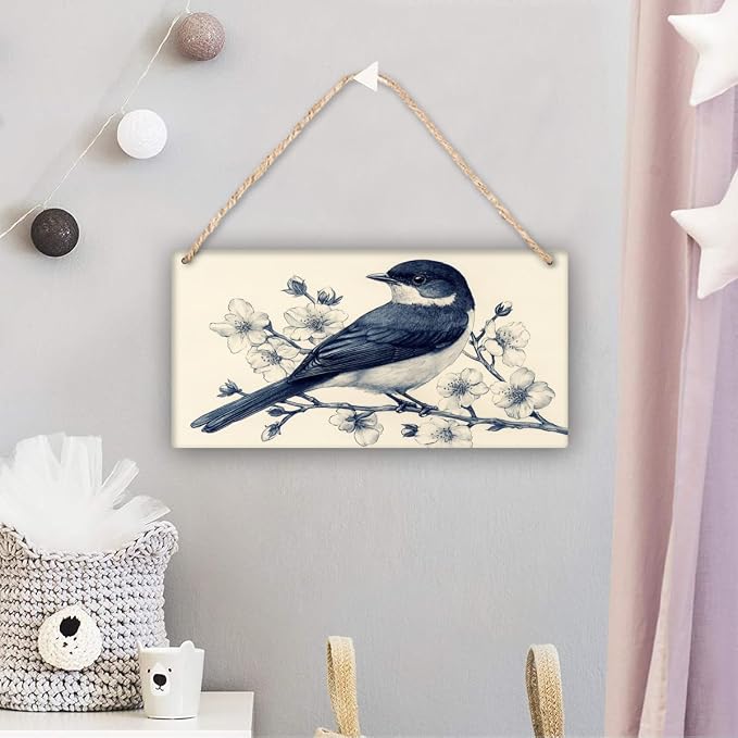 Realistic Bird Wooden Sign 12x6 Inch - Traditional Inspired Decor for Bird Enthusiasts & Art Fans, Ideal for Classic Homes & Art-Eccentric Areas