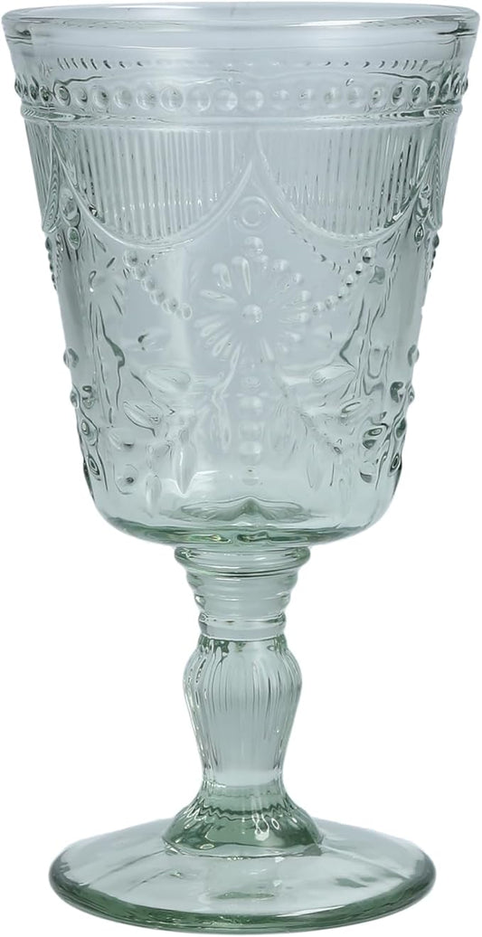 FORTESSA Debutante Vintage Themed Glassware, 10 Ounce Water Goblets (Set of 6), Dishwasher-Safe Water Glasses, Sage Green