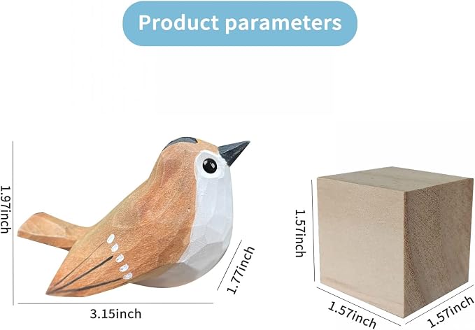Bird Figurines Hand Carved Painted Wooden Statues for Home Decor, Gift for Bird Lovers,Housewarming, Birthday, Christmas, Anniversaries (NO.12-Regulus satrapa)