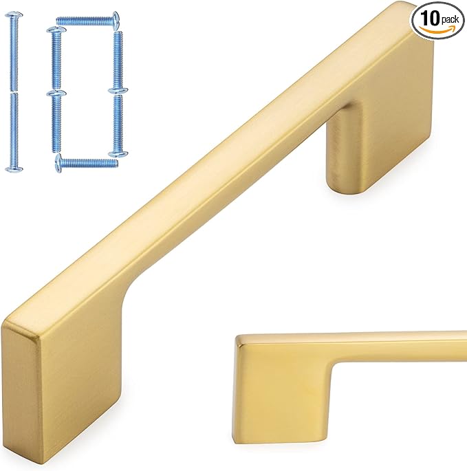 KOOFIZO 10 Pack 3 Inch Brushed Gold Kitchen Cabinet Pulls Gold Cabinet Handles Gold Cabinet Hardware for Kitchen Cabinets Drawer P01 Dresser Cupboard Bedroom Bathroom