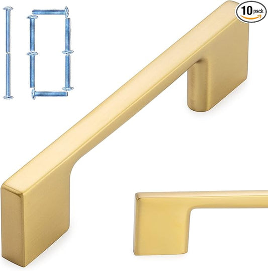 KOOFIZO 10 Pack 3 Inch Brushed Gold Kitchen Cabinet Pulls Gold Cabinet Handles Gold Cabinet Hardware for Kitchen Cabinets Drawer P01 Dresser Cupboard Bedroom Bathroom
