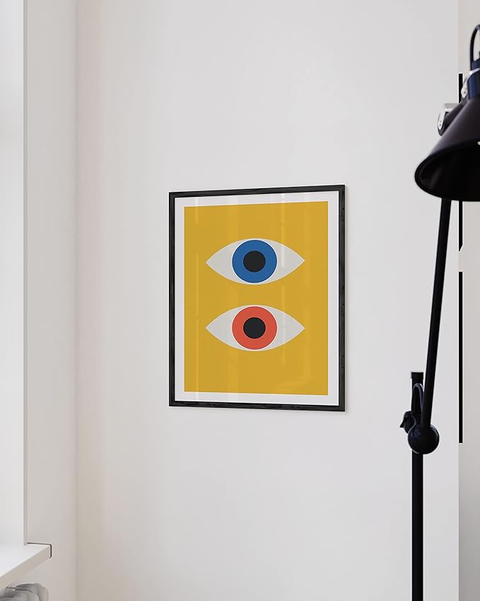 HAUS AND HUES Abstract Wall Art – Retro Geometric Prints, Bauhaus Style Evil Eye Artwork, Modern Contemporary Wall Decor (Unframed 12x16)