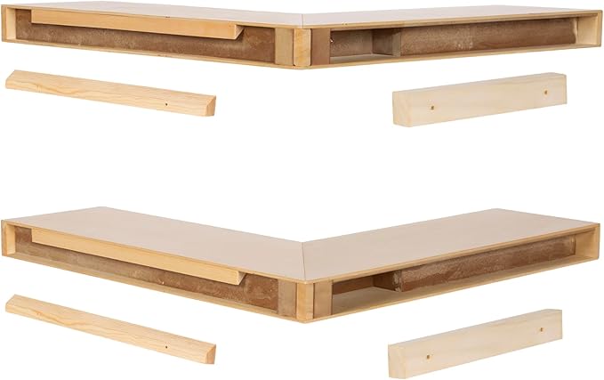 Kate and Laurel Havlock Modern Wood Two-Piece Floating Corner Shelf Set, 26 x 8 x 3, Natural Wood, Wooden Corner Kitchen Shelving with Unique Geometric Shape for Living Room Decor or Entryway Storage