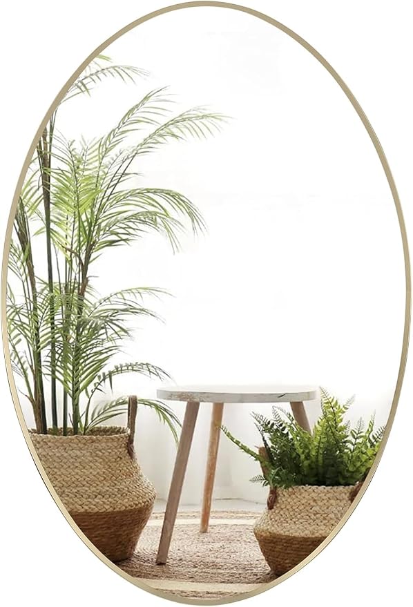 Oval Wall Mirror, 26"x38" Gold Oval Vanity Mirror, Bathroom Mirror of Metal Frame, Home Decorative Wall Mounted Mirror for Bathroom, Living Room, Entryway, Vanity