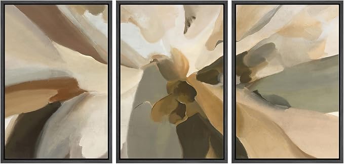 MUDECOR Framed Wall Art Print Set Minimalist Earthy Abstract Floral Illustrations Modern Art Boho Decorative Colorful Chic for Living Room, Bedroom, Office - 24"x36"x3 Black
