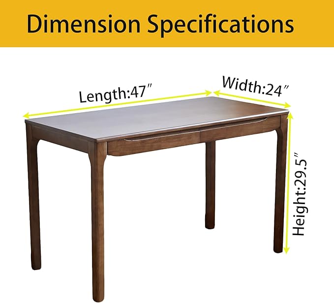 Widen Solid Wood Desk with Drawers,47"X24" Wood Writing Desk for Small Space,Student Computer PC Desks,Home Desks for Work,Gaming Study Desk for Bedroom Escritorios Desk Table (Walnut, 47”)