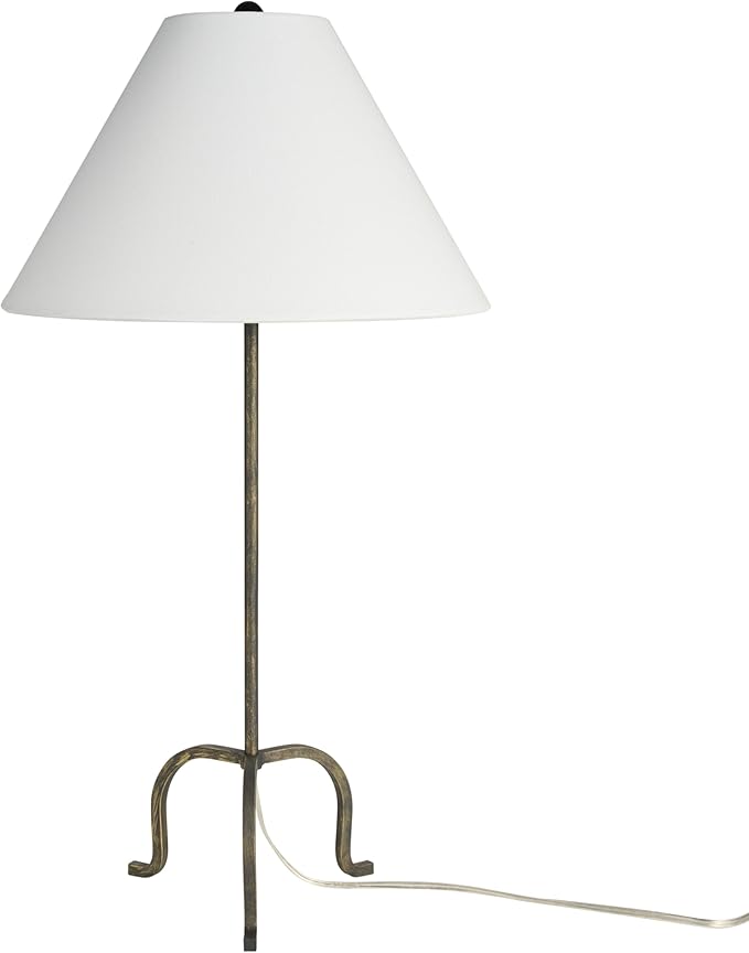 Nourison 28" Black Wrought Iron Heritage Metal Slim Tripod Table Lamp for Living Room, Bedroom, Bedside, Reading