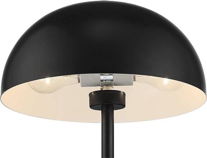 360 Lighting Rhys Mid Century Modern Cottage Mushroom Accent Table Lamps 19 1/2" High Set of 2 Black Metal Dome Shade Decor for Living Room Bedroom House Bedside Nightstand Home Office Family