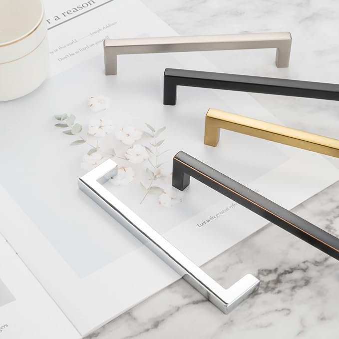 KOOFIZO 30-Pack Solid Square Bar Cabinet Handle - Brushed Nickel Furniture Pull, 3 Inch/76mm Screwhole Distance for Kitchen Cupboard Door, Bedroom Dresser Drawer, Bathroom Wardrobe Hardware