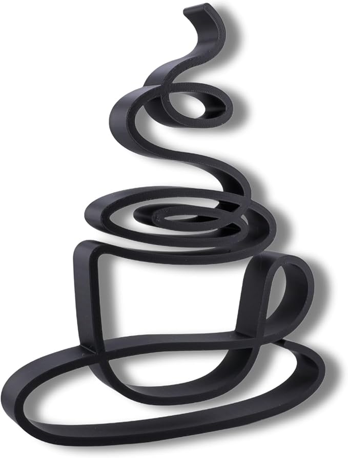 Coffee Sculpture – Minimalist Decorative Accent for Caffein Lovers & Modern Home Decor | Collectible Design (Abstract Coffee Cup Matte Black)