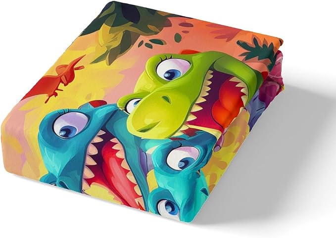 Manfei Watercolor Dinosaur Duvet Cover Set Twin Size,Cute Dino Botanical Plants Bedding Set for Boys Girls,Cartoon Animal Wildlife Comforter Cover,Brown Colorful Quilt Cover,1 Pillowcase(No Filler)
