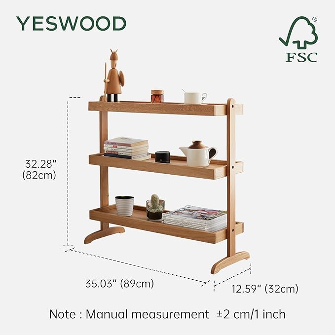 YESWOOD 3 Tier Plant Stand Indoor, Solid Wood plant holders for Living Room Balcony Garden Patio (Natural )