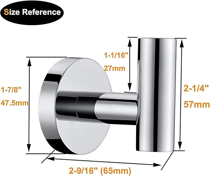 Nolimas Towel Coat Hook Polished Chrome, SUS304 Stainless Steel Bathroom Clothes Cabinet Closet Sponges Robe Hook Wall Mounted Round Kitchen Heavy Duty Door Hanger 4 Packs