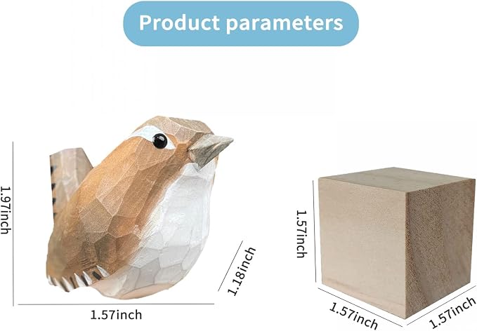 Bird Figurines Hand Carved Painted Wooden Statues for Home Decor, Gift for Bird Lovers,Housewarming, Birthday, Christmas, Anniversaries (NO.14-Winter Wren)