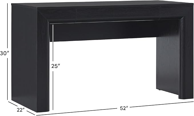 Walker Edison Amira Modern MDF Waterfall Writing Desk with a Built-in Storage Drawer, 52 Inch, Black